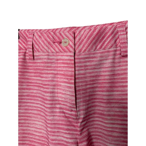 Puma Flat Front Pink & White Stripe Shorts Women's Size 8 - Picture 2 of 6
